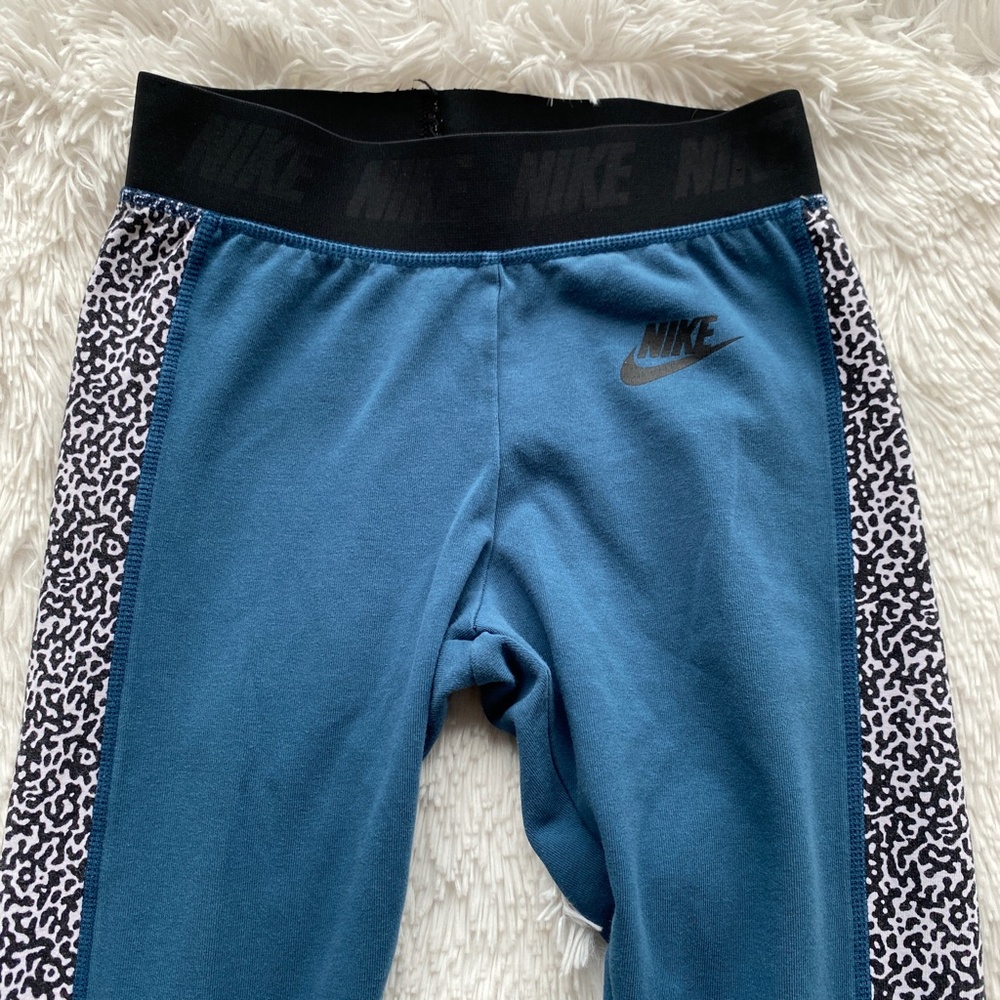 NIKE Stirrup Leggings Leg-a-see Leggings Deep Teal & Animal Print XS - Picture 4 of 11
